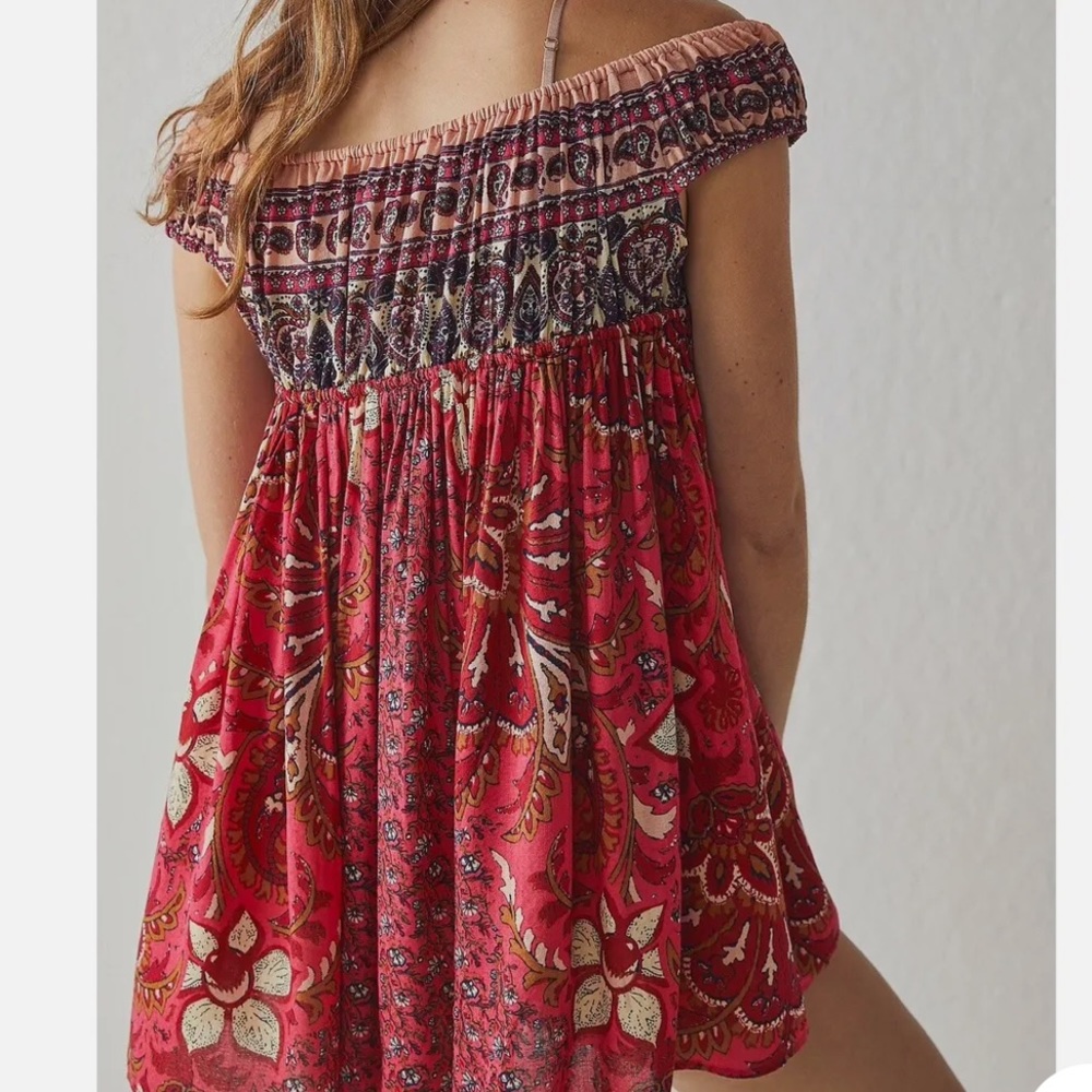 NWOT Free People Intimately Bali Mariposa Slip Mini Dress Red - Picture 3 of 3